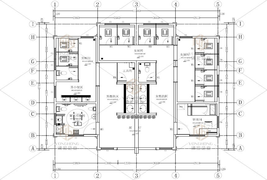 漳州2A旅游公厕平面图纸
