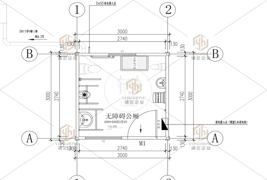 无障碍公厕平面图